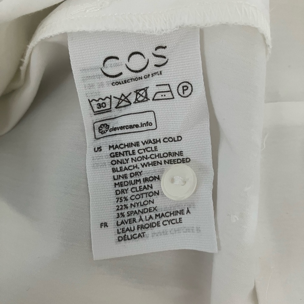 COS White Pima Cotton Pop Over Shirt with Collar size 2 - Picture 9 of 10